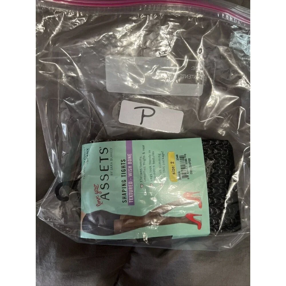 Spanx Assets by Sara Blakely Wishbone Shaping Tights‎ Size 2 Black Textured New